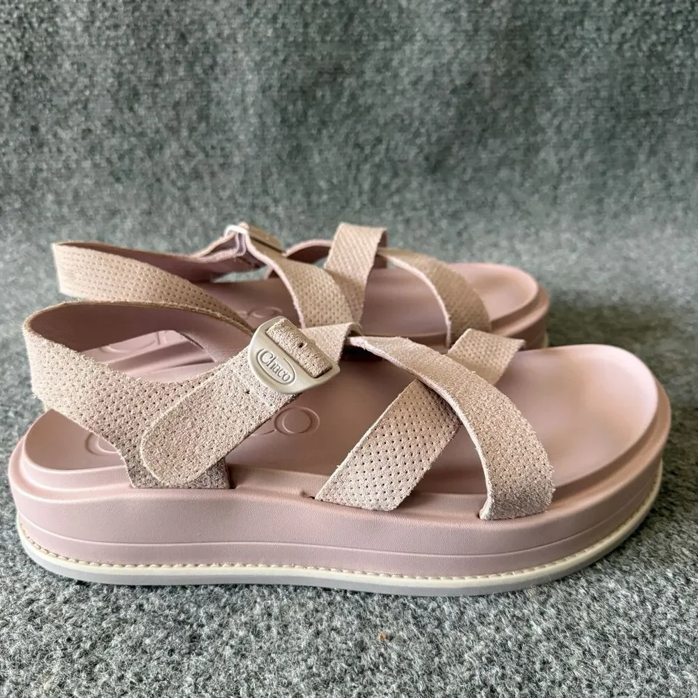 Chaco Townes Midform Sandal Pink Suede Strappy Platform Size 10 Cute Cottagecore